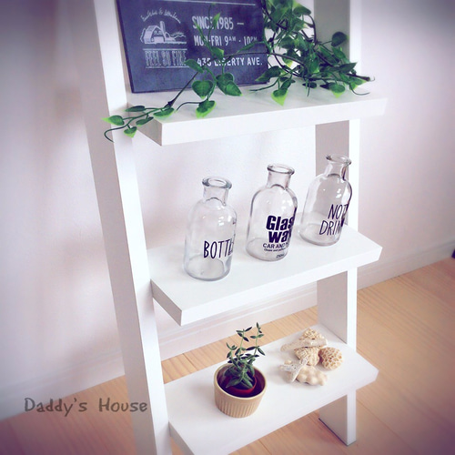 はしごのインテリア*ラダーシェルフ ナチュラル家具 ホワイ 棚