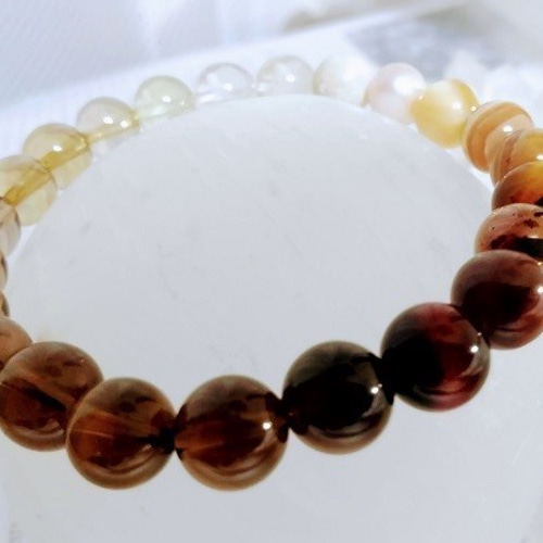 ☆彡受注制作☆彡 8mm 茶色系のグラデーションカラー 天然石  