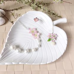 *Haku‧Neko* [さくらの花限定シリーズ]埋め手描き桜ピンクの桜のクリスタルビーズのネックレスコットンネックレス[15/ 4枚目の画像