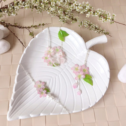 *Haku‧Neko* [さくらの花限定シリーズ]は[15/8にCustomzzed]看板の空ピンクの桜の葉コットンパールのブレ 4枚目の画像