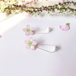 *Haku‧Neko* [さくらの花限定シリーズ]でもサブ耳コットンビーズのイヤリング後の手描きのピンクの桜[15/8にCust 1枚目の画像