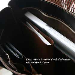 ◆靴職人が製作したハンドメイドノートカバー（A5サイズ）上質ブラウンレザー 5枚目の画像