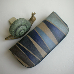 普普藍藍風壓紋防水布-長夾/皮夾/零錢包/禮物 第2張的照片