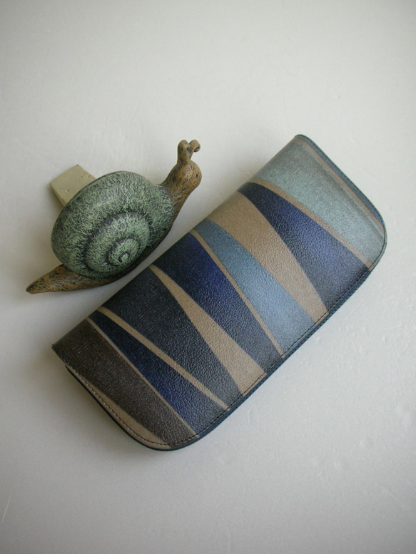 普普藍藍風壓紋防水布-長夾/皮夾/零錢包/禮物 第2張的照片
