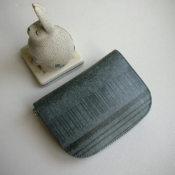齊藤謠子灰藍條水彩暈染防水布-短夾/皮夾/零錢包/禮物 第2張的照片