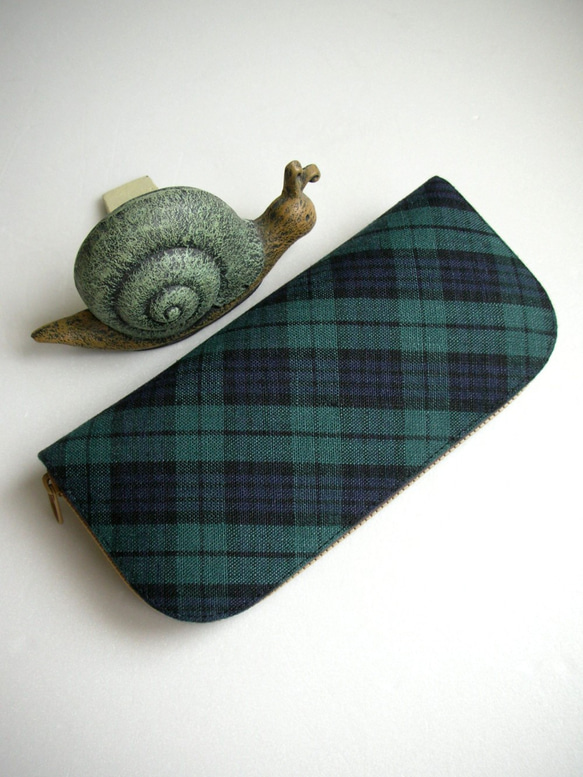蘇格蘭經典斜格紋亞麻（小柄）-長夾/皮夾/零錢包/禮物 第2張的照片