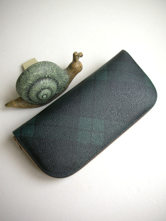 蘇格蘭經典斜格壓紋防水布-長夾/皮夾/零錢包/禮物 第2張的照片