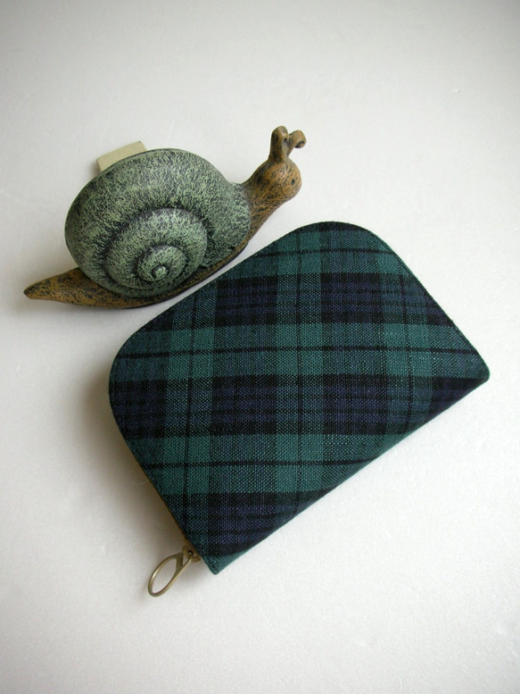 蘇格蘭經典斜格紋亞麻（小柄）-短夾/皮夾/零錢包/禮物 第1張的照片