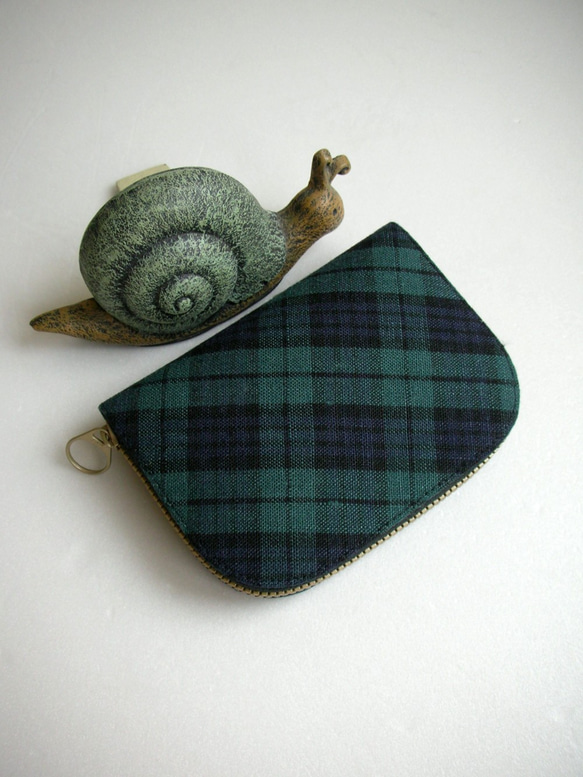 蘇格蘭經典斜格紋亞麻（小柄）-短夾/皮夾/零錢包/禮物 第2張的照片