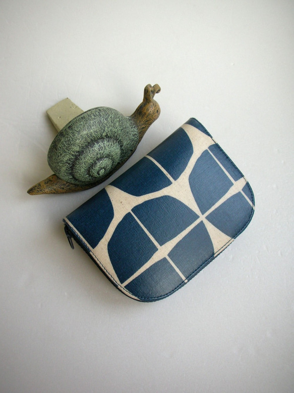 藍藍幾何防水布-短夾/皮夾/零錢包/禮物 第2張的照片