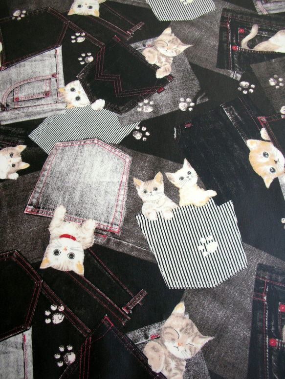 日本のターポリン「黒のカウボーイは猫を隠す」-ロングクリップ/財布/小銭入れ/ギフト 7枚目の画像