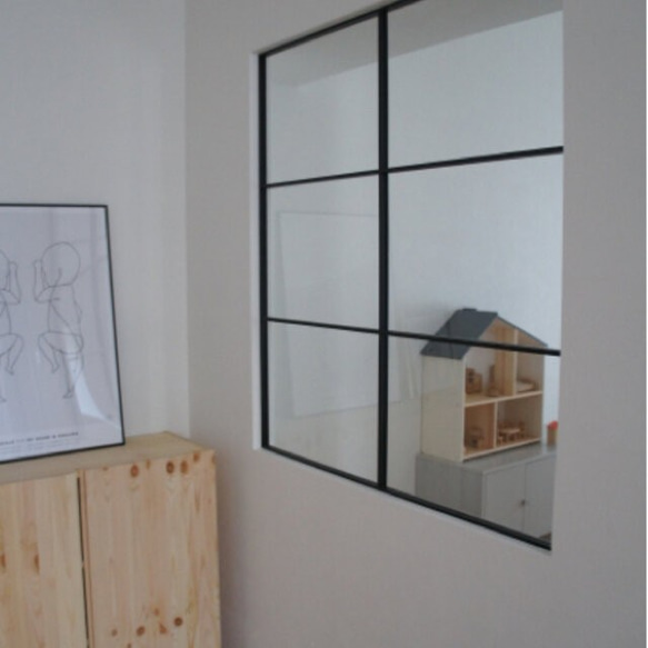 FIX窓 アイアン ガラス 室内窓 デコマド オーダー W(幅)1000㎜×H(高さ)1100㎜ 3枚目の画像