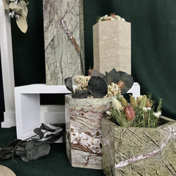 【森林果石 樹木色系】大理石 橡木樹石 花器 中六角 居家裝飾 第9張的照片