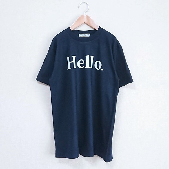 ・Hello. Tシャツ  ロゴTシャツ ネイビー  紺T 1枚目の画像