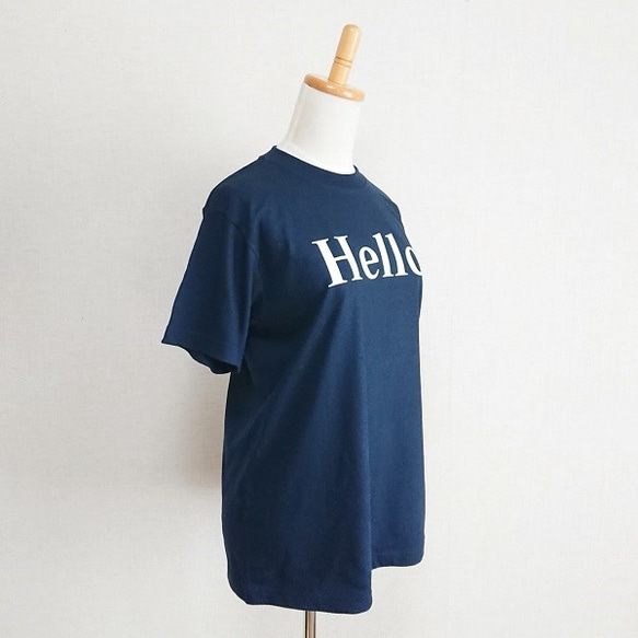 ・Hello. Tシャツ  ロゴTシャツ ネイビー  紺T 3枚目の画像