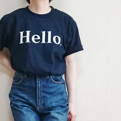 ・Hello. Tシャツ  ロゴTシャツ ネイビー  紺T 6枚目の画像