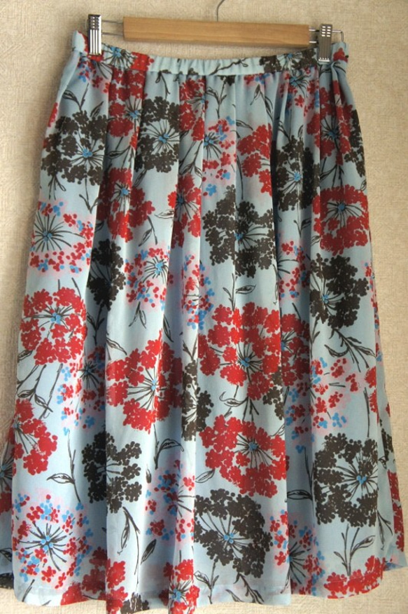 レースフラワー シフォン タックギャザースカート 2枚目の画像