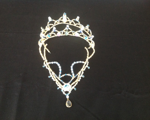 ティアラ（バレエ用）（金ベースにブルー） ヘッドドレス