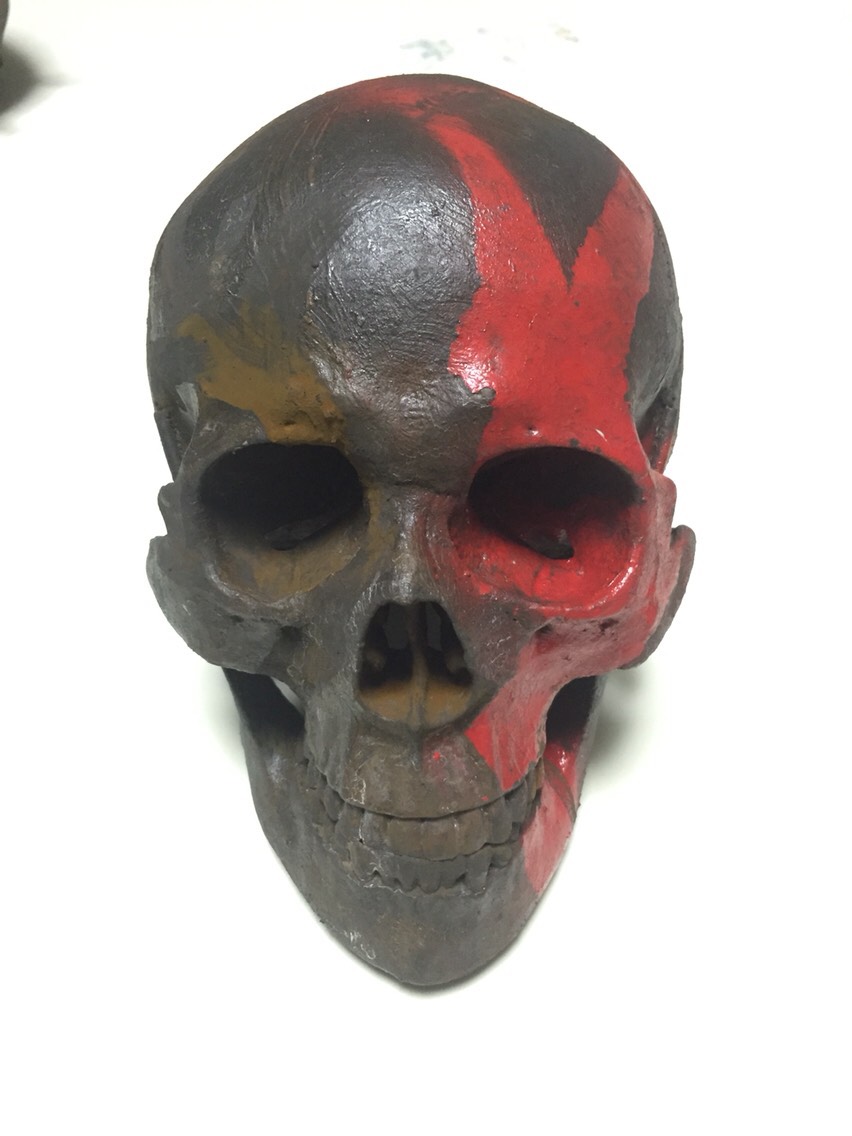 髑髏＋錆＋朱 錆びた表現の金属質感。成年男子の実寸模型。どくろ・ガイコツ・スカル