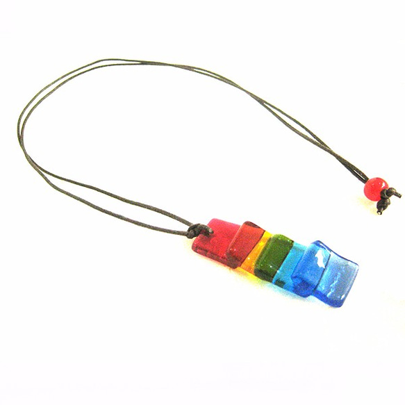 彩虹疊色項鍊、耳環組 第3張的照片