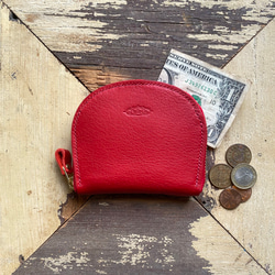 ＊受注製作＊ Semicircle Small wallet (red) イタリアンレザー　本革 1枚目の画像