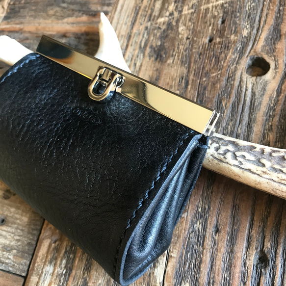 mini wallet (バーフレーム) イタリアンレザーブラック 3枚目の画像
