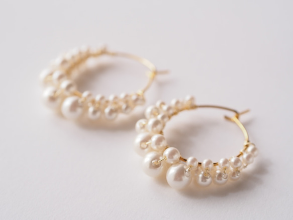 Bubble Pearl Hoop Pierce o｡0☆ 第3張的照片