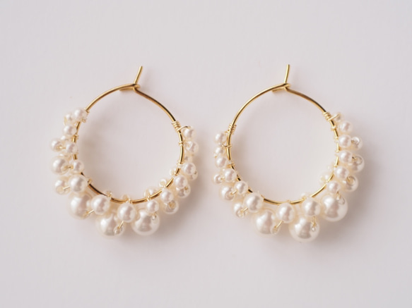 Bubble Pearl Hoop Pierce o｡0☆ 第4張的照片