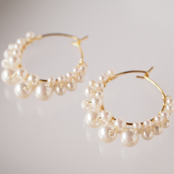 Bubble Pearl Hoop Pierce o｡0☆ 第6張的照片