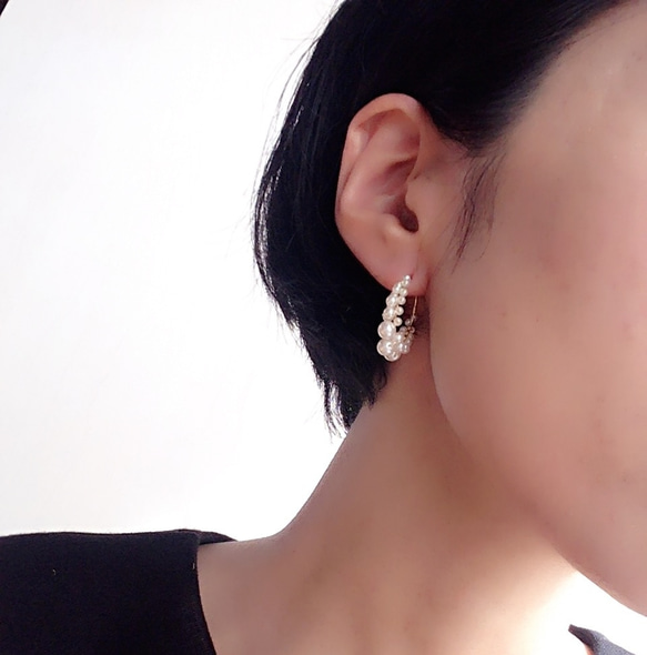 Bubble Pearl Hoop Pierce o｡0☆ 第5張的照片