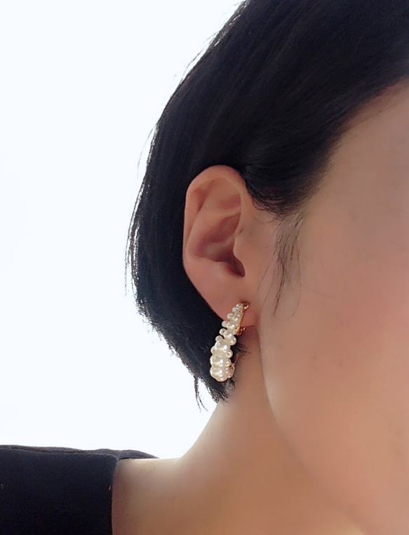 [イヤリング] Bubble Pearl Hoop Earring  o｡0☆ 4枚目の画像