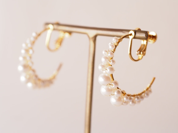 [イヤリング] Bubble Pearl Hoop Earring  o｡0☆ 2枚目の画像