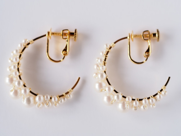 [イヤリング] Bubble Pearl Hoop Earring  o｡0☆ 5枚目の画像