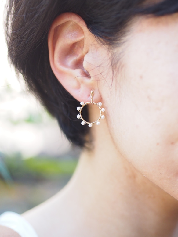 [イヤリング] Circle Pearl Earring ◯ 3枚目の画像