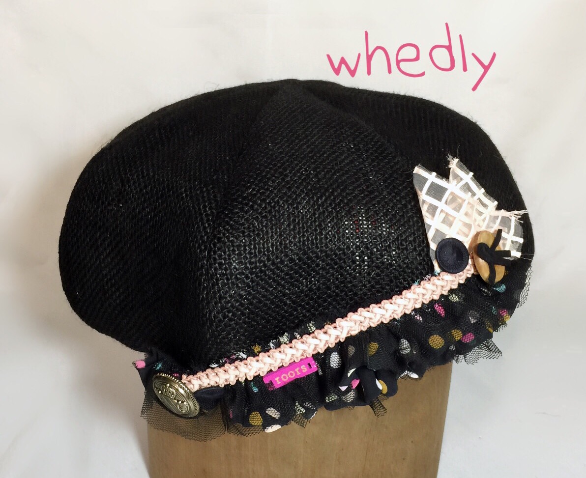 帽子 リネンフリルトリミングベレー帽