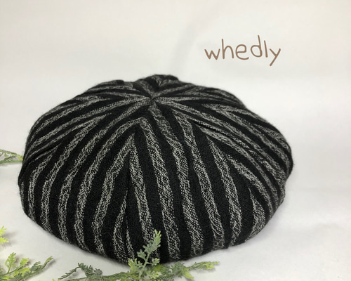 ウールの白黒ストライプベレー帽 1-68 ベレー帽・ハンチング