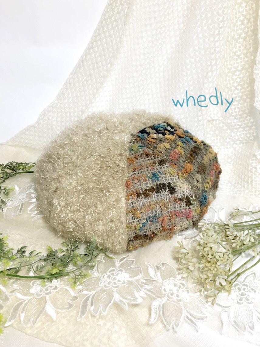 ファーとミックス毛糸のベレー帽  1-80