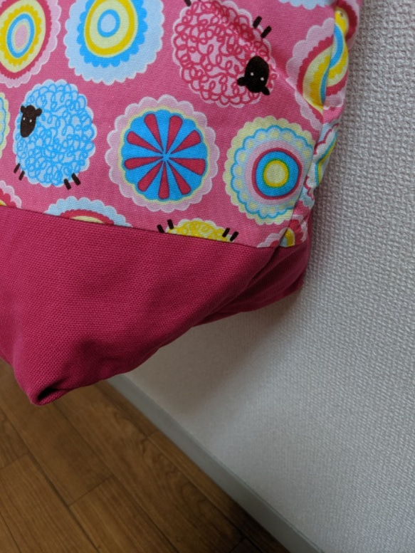 『福袋(Ｃreema限定)セール』大きめトートバッグ&ポーチ　ピンクひつじ 3枚目の画像