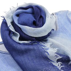 本藍染めカシミヤストール（グラデーション） HK11-0002-1 ストール