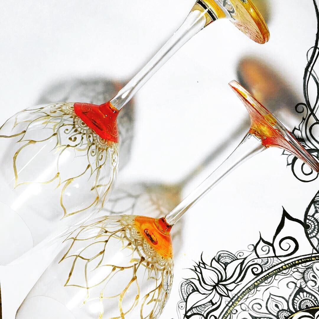 世界にひとつ 手描きデザインペアグラス