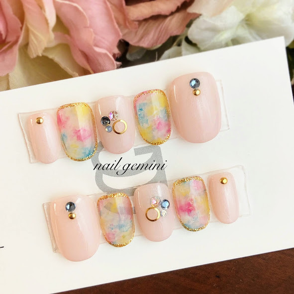 大人シックなタイダイクリアネイルチップ ネイルチップ（つけ爪