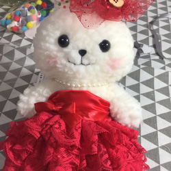 RABBIT LULU【兔子娃娃 結婚兔 喜氣紅婚紗】結婚禮物。婚禮會場佈置。安床娃娃。手創 ☆露露兔☆ 第2張的照片