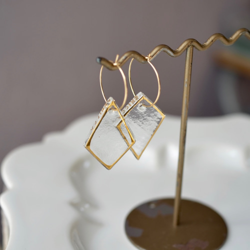 地金＊10金【太チェーンデザイン 中折れフープピアス】Yゴールド 刻印  