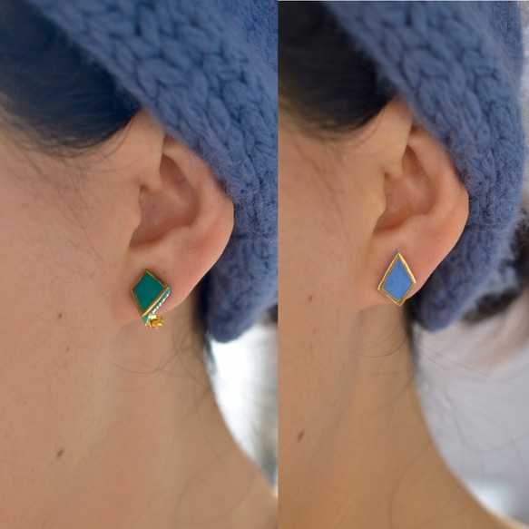 糖果線/碎片耳環（翠藍） 第5張的照片