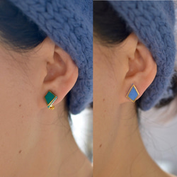【夾式耳環】gold-line（青瓷綠） 第5張的照片