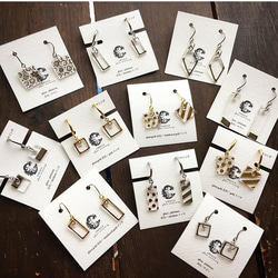 《※定製商品》Hook earrings gold&amp;clear(long dots strip） 第4張的照片