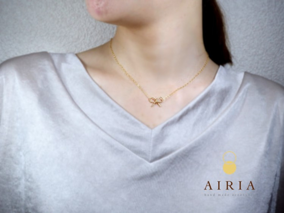 Airia【14kgf】結リボン　ネックレス　N16 3枚目の画像