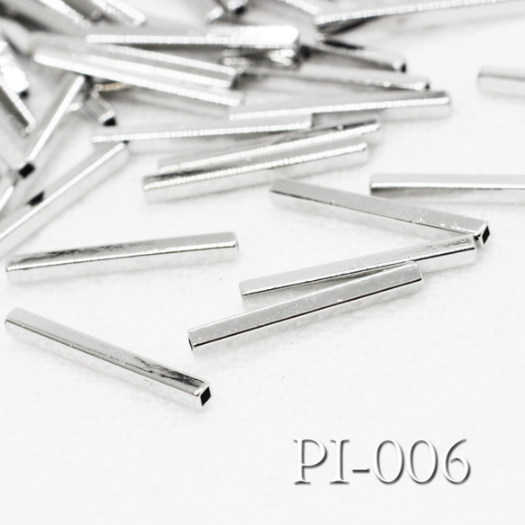 【24個】角パイプパーツ15×1.5mm《PI-006》【銀色】 4枚目の画像