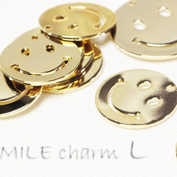 15mm【4個】SMILE＊にこちゃんチャーム-Ｋ28（L）《金色》 1枚目の画像