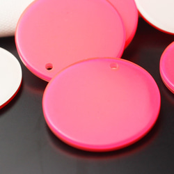 【30mm6個】2層ネオンカラーの円プレート（ピンク）《SPP-14》 2枚目の画像